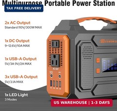 Portable Solar Generator, 300W Portable Power Station with Foldable 60W Solar Pa