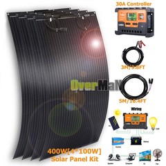 100W 200W 400W Flexible Solar Panel & Controller Kit RV Camping Off-Grid Rooftop