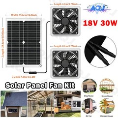 Solar Panel Fan kit, 30W Solar Powered Fan with Dual IP57 Waterproof Fans