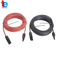 1Pair Black + Red 30ft 12AWG Solar Panel Extension Cable Wire Connector