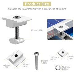 Anbte 10pcs Solar Panels Centre Clamps 30mm, Aluminium Solar Panel Mounting B…