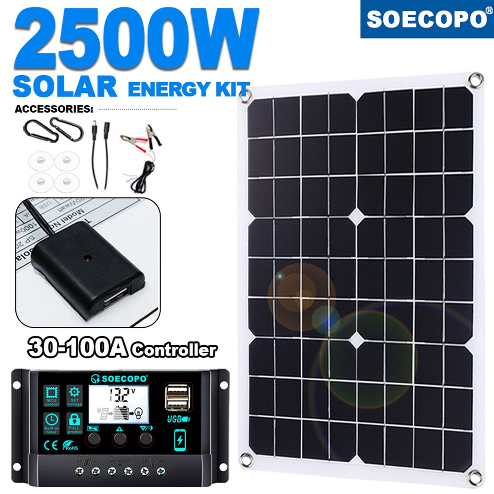 200 Watts Solar Panel Kit 100A 12V Battery Charger w/ Controller Caravan Boat RV