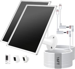 Solar Panel Ring Camera 6W Solar Charger W/ USB-C & Barrel Plug Ring Stick Up