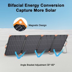 MHPOWOS Portable Solar Panel Bifacial 400W 200W 100W for Ecoflow Delta 3 Plus