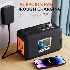 Versatile 88Wh Power Station with Solar Charging and High Brightness LED Light