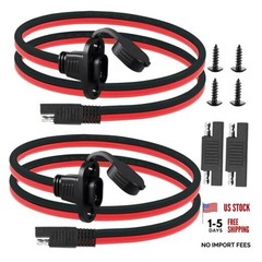 2 Pack 10AWG SAE Power Socket Sidewall Port to SAE Connecters Extension Cable