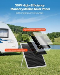VEVOR 30W 12V Solar Panel Battery Charger, Solar Battery Trickle Charger Maintai