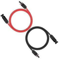 1 Pair 6 Feet Black + 6 Feet Red 10AWG(6mm²) Solar Panel Extension Cable Wire…