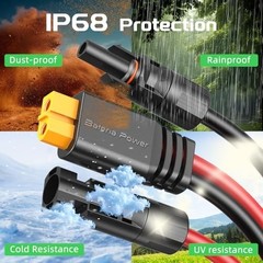 25Ft 10AWG Solar Extension Cable XT60 Adapter for LiFePO4 Battery & Power Statio