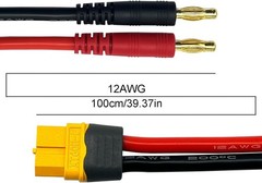 XT60H Connector Plug to 4mm Banana Plugs Battery Charge Lead 3FT 12AWG