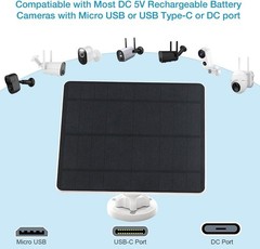 Panel Solar Para Camara De Seguridad Cargador Solar Portatil Con Puerto a Tipo C