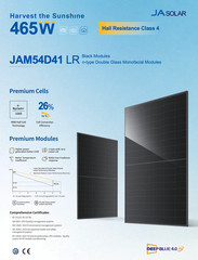 JA Solar 450w monofacial All Black solar panels(JAM54D41-450/LR) – 36 panels