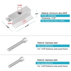 20 Pack Solar Panel Mid Clamps, Aluminum Alloy Mounting Brackets for 1.2″ – 2…