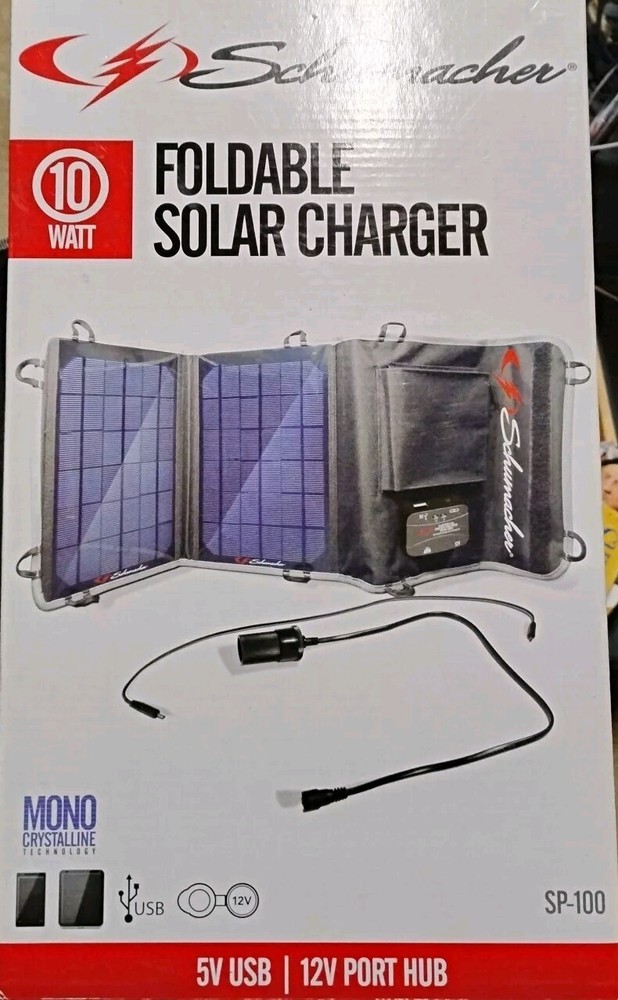 Foldable Solar Charger – Schumacher SP-100 10Watt – Black – For Camping