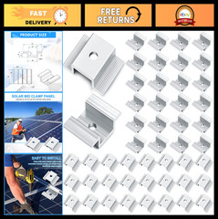 48 Pack Solar Panel Mid Clamps – 1.06″ Aluminum Mounting Brackets for Solar Pane