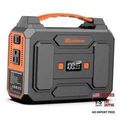 Portable Power Station 100W Outdoor Power Pack with 110V AC Outlet Grey Orange