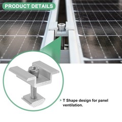 20pcs Solar Panel Mount Mid Clamps 30mm Aluminum for RVs White
