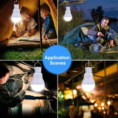 1W 6V Mini Solar Panel & 15W Rechargeable LED Light Bulb for Camping Garden US