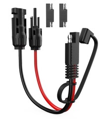 Durable 30cm SAE Solar Extension Cable 10AWG with Waterproof Dust Cap & Adapters