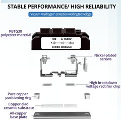 50A Blocking Anti-Reverse Diode Module, One Way Solar Diode 1600V for Solar Pane