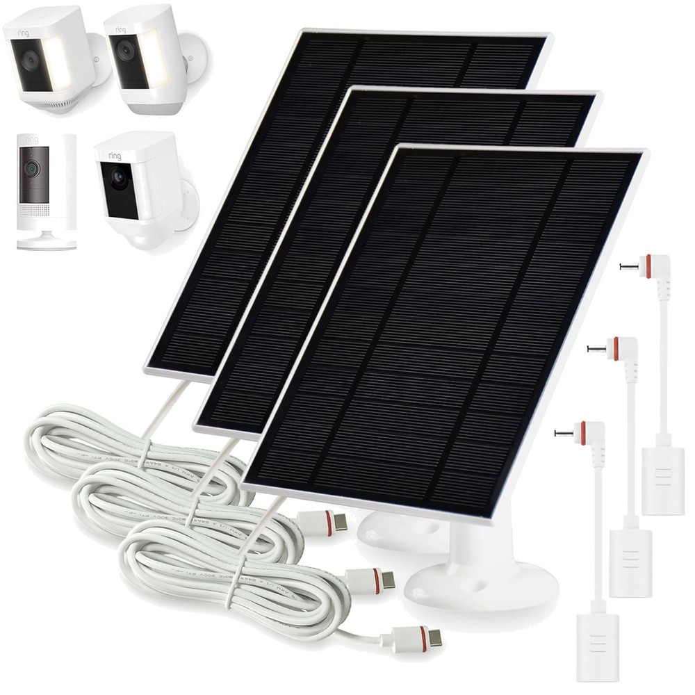 High Efficiency Solar Panel for Ring Cameras – 3 Pack
