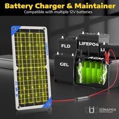 SUNAPEX 10 Watt Solar Car Battery Charger 12V Solar Trickle Charger & Maintainer