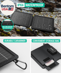 10W Portable Solar Charger(5V/2A Max), Small Foldable Solar Panel with USB-C USB