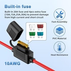 10AWG SAE Power Socket Length:2FT; 1Piece SAE Socket to O Ring 10AWG Cable