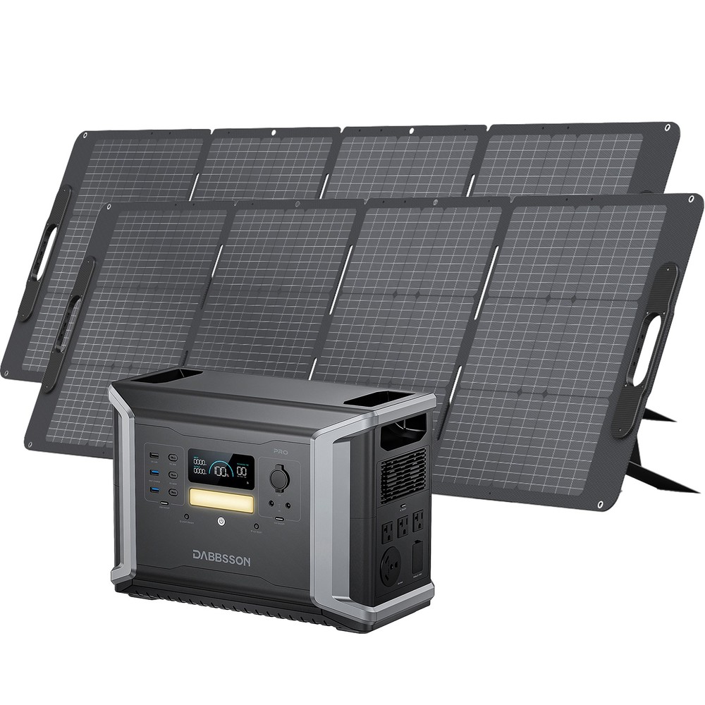 Dabbsson 2400W 2150Wh Power Station LiFePO4 with 2x 210W Folding Solar Panel