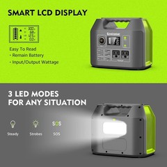 Solar Generator, 300W Portable Power Station, 296Wh Lithium Battery Backup W/Two