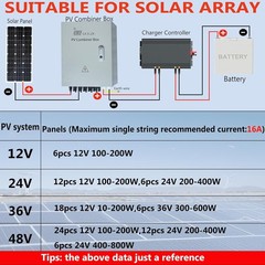 Solar Combiner Box 6 Strings 100A DC Main Circuit Breaker with Power Surge and 1
