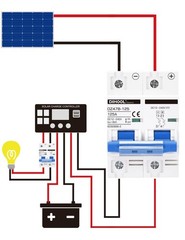 DIHOOL 125 Amp dc circuit breaker, 2-pole 12V to 240 Volt DIN Rail Mount solar d