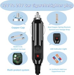 6.8FT Portable12V/24V car Charger Suitable Compatible Ecoflow Delta/River Blu…