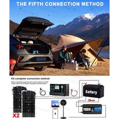SOECOPO 7000W Peak Solar System Kit 2pcs Panel for Camping RV Home chargerGm