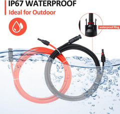 10FT 10AWG Solar Extension Cable with Male and Female Connectors, Solar Y