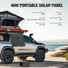 Solar Generator with 40W Solar Panel Included,230Wh Portable Power Station 1.5Hr