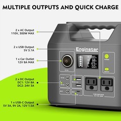300W Portable Solar Generator Power Station, 296Wh Lithium Battery Backup, 2 AC