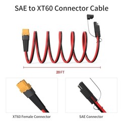 10AWG XT60 to SAE Connector Extension Cable with 20FT 10AWG SAE to XT60 Cable