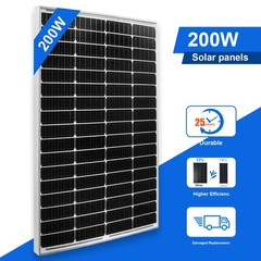 PFCTART 200W 12V Solar Panel High Efficiency Monocrystalline Module RV Boat Home