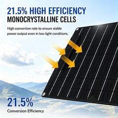 100W Portable Flexible Solar Panel Monocrystalline Waterproof, Dual USB & DC Out