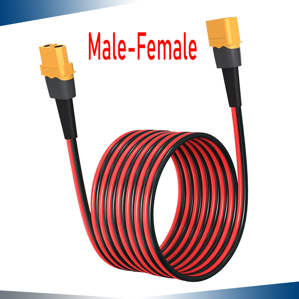 Heavy Duty 10AWG XT60 Extension Cable Wire for RC Lipo Solar Battery