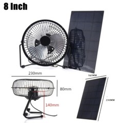 8-inch USB solar fan 5.2w 6v solar panel fan can charge mobile phone power bank