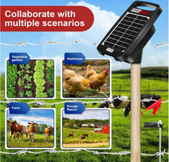 10 Miles Solar Powered Electric Fence Charger – 0.18J Output, 24/7 Day/Night
