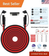 50FT 10 AWG SAE Extension Cable with Polarity Adapter for Solar & Automotive Use