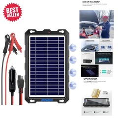 Upgraded 7.5W Waterproof Solar Battery Charger – Portable 12V Trickle Maintainer