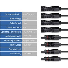 Y Branch Solar Panel Cable 4 in 1 Adapter Connector Caravan Off Grid System Wire