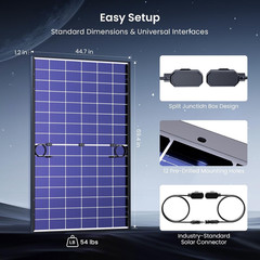 450W Bifacial Solar Panel 2-Pack, N-Type 16BB Solar Cells | up to 25% High Effic