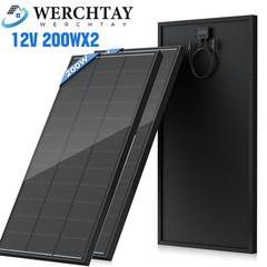 12V 400W (200W*2) Black Solar Panel N-Type 18BB 25% High Conversion RV Off Grid