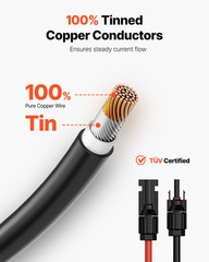 VEVOR 20FT Solar Panel Extension Wire with Female & Male Connectors 10AWG 1 Pair