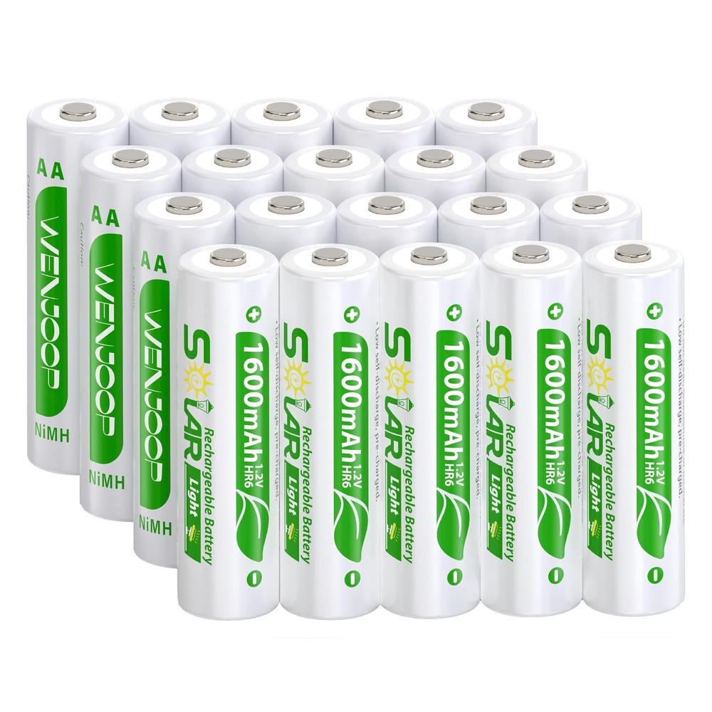 20 Pack AA Rechargeable Batteries for Solar Lights